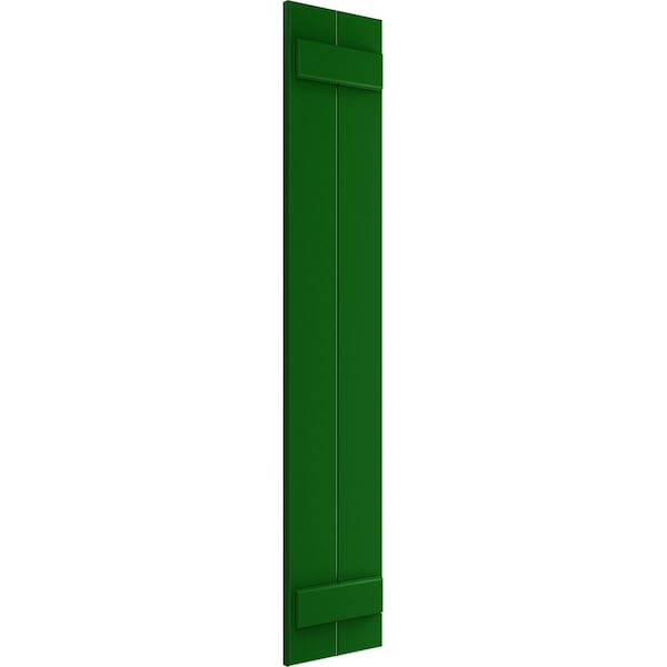 True Fit PVC Two Board Joined Board-n-Batten Shutters, Viridian Green, 10 3/4W X 62H